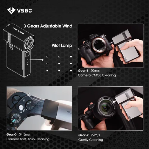 Vista 6 de VSGO Soplador electrónico portátil recargable eléctrico plumero de aire 100000 RPM Palm Turbo Soplador compatible para cámara, lente, teclado