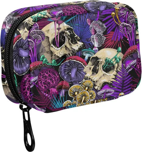 Vista 16 de Fustylead Organizador estético de píldoras de hongos rojos Amanita, bolsa de viaje, pequeño estuche portátil para píldoras para vitaminas y aceite