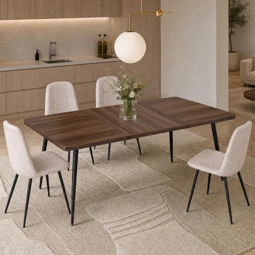 Vista 12 de VASAGLE Colección MAEZO - Mesa de comedor extensible para 4/6/8, mesa de cocina con patas cónicas, transiciones curvas, para comedor, cocina