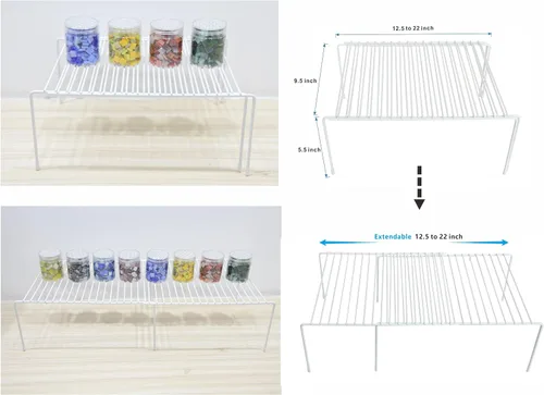 Vista 5 de Estante de almacenamiento para gabinete, 4 piezas expandibles para especias, organizador de estante de gabinete de cocina a prueba de óxido