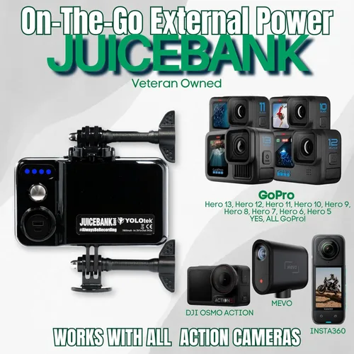 Vista 6 de YOLOtek JUICEBANK 7800mAh - Propiedad de veteranos - Cargador portátil para paquete de batería GoPro Hero 13, 12, 11, 10, 9 DJI, Insta360, MEVO
