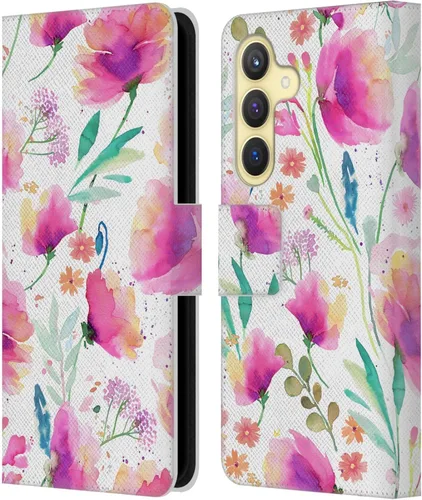 Vista 251 de Head Case Designs Officially Licensed Ninola Abstract Poppies Lilac Floral Leather Wallet Case Compatible with Samsung Galaxy A07 4G