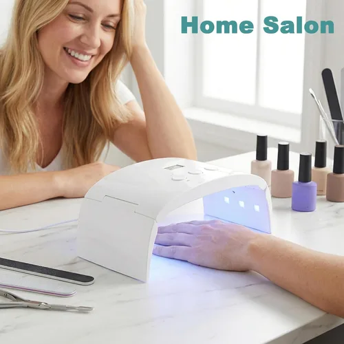 Vista 2 de Lámpara de uñas LED UV espaciosa secadora de luz de curado plegable para esmalte de uñas de gel (lámpara blanca pro)