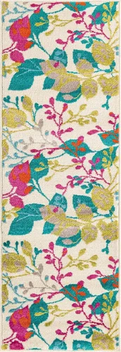 Vista 3 de Unique Loom Azalea Collection - Alfombra de área Indica (2 pies x 6 pies 1 pulgada, marfil/gris)