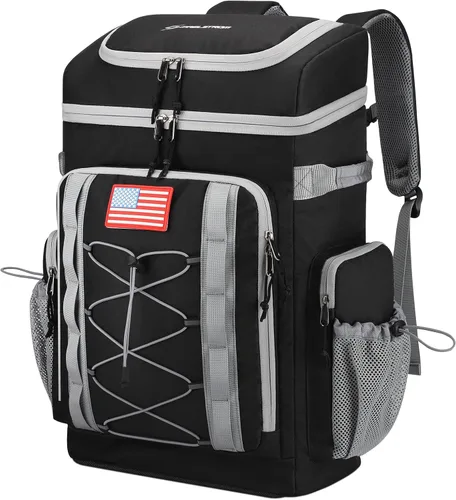Vista 10 de Maelstrom 35/50 Can Insulated Backpack Cooler, Leakproof Soft Lunch Ice Bag Negro