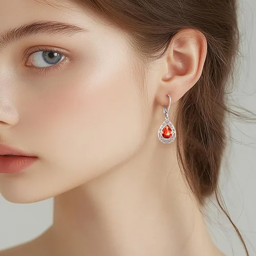 Vista 249 de Aretes colgantes de plata de ley con diseño de árbol de la vida, flor, abeja, animales, gato, colibrí, piedra lunar, turquesa, aretes con cierre