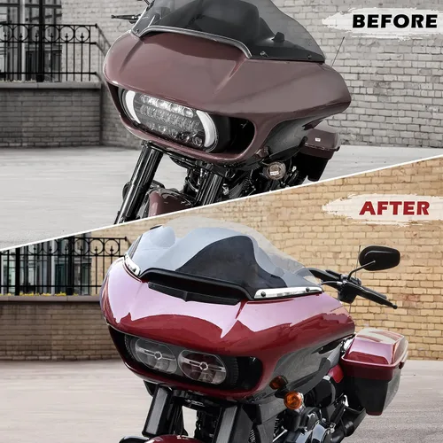 Vista 2 de Moldura de parabrisas lateral cromado para Road Glide 15-23, kit de moldura de parabrisas dividido para Harley Road Glide Ultra FLTRU FLTRX Special