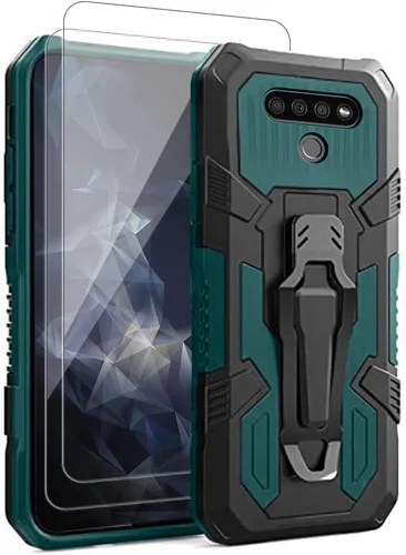 Vista 9 de Funda protectora resistente para LG K51, con protector de pantalla de vidrio templado [paquete de 2] resistente grado militar de 15 pies probada
