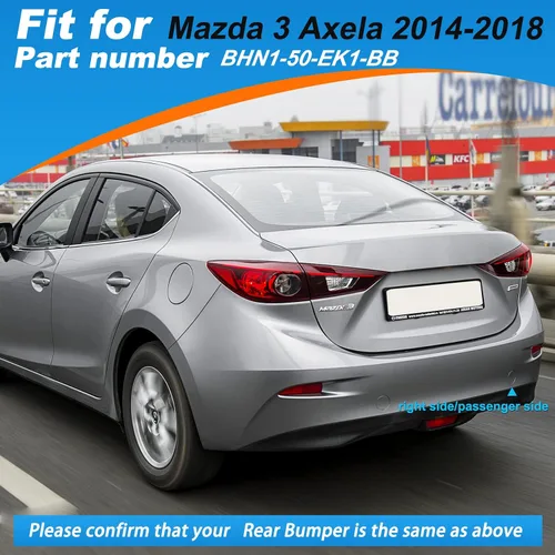 Vista 3 de Cobertura del gancho de remolque del parachoques trasero Tapa del ojo de remolque Compatible con Mazda 3 Axela 2014 2015 2016 2017 2018 Gris Lado