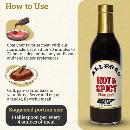 Vista 2 de ALLEGRO - The Marinate Everything Marinades - Hot & Spicy 12.7 oz, paquete de 3