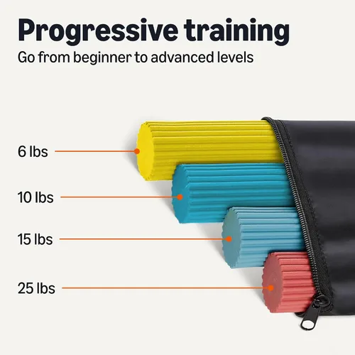 Vista 3 de Amazon Basics Juego de 4 barras de resistencia flexibles, barras de ejercicio para fortalecimiento de muñeca y antebrazo para entrenamiento físico