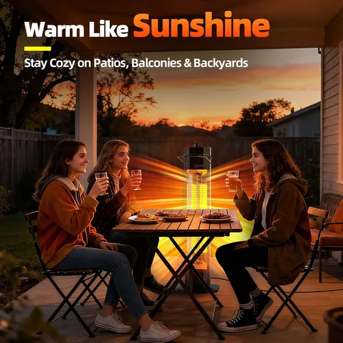 Vista 3 de Calentadores de patio para uso al aire libre, Haimmy Calentador eléctrico de infrarrojos de 34 pulgadas de 1500 W para interiores y exteriores con 3