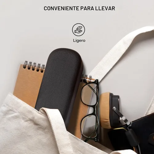 Vista 6 de Marvolia Estuche para gafas de sol, funda rígida grande de piel sintética para gafas de sol Negro