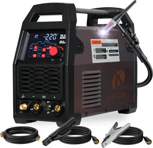 Vista 10 de LOTOS TIG200ACDC 200A AC/DC Soldador de aluminio Tig con soldador de arco DC Stick, inversor de onda cuadrada con pedal y regulador de argón