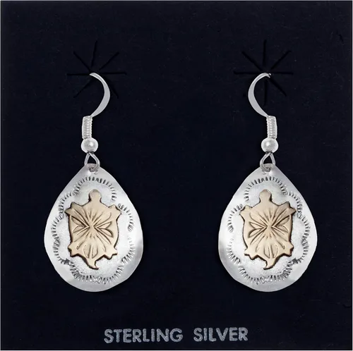 Vista 5 de $200Tag 12ktGF Plata Kokopelli Certificado Navajo Pendientes Nativos 24499 Hecho por Loma Siiva, Metal Piedra