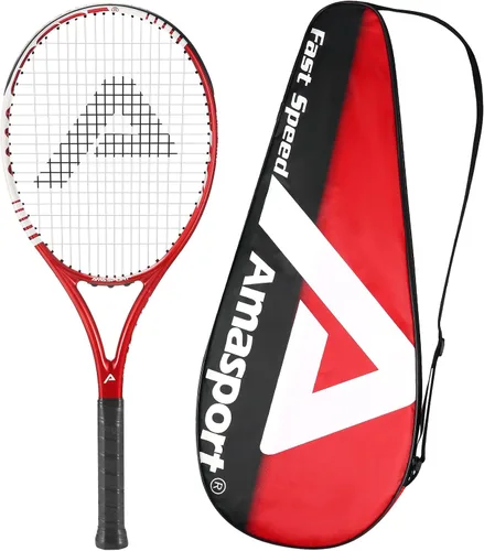 Vista 11 de AMA SPORT Adult Tennis Racket - Pre-Strung Light Balance 27 inch Tennis Racquet for Women and Men Grip Size 2-4 1/4
