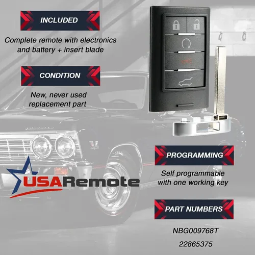Vista 3 de Control remoto de entrada sin llave para Cadillac SRX 2010 2011 2012 2013 2014 2015 (NBG009768T)