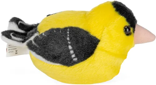 Vista 5 de Wild Republic Audubon Birds - Peluche de Jilguero Americano con auténtico sonido de pájaro, animal de peluche, juguetes de pájaros para niños
