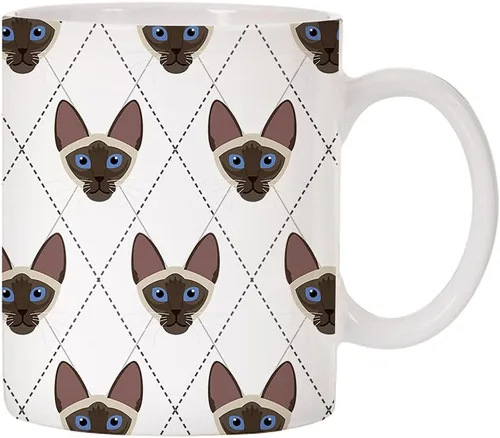 Vista 23 de Adorable Cat Breed Design Argyle Pattern Taza de café de cerámica (abisinian)