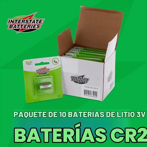 Vista 2 de Interstate Batteries Batería de litio CR2 de 3 V (paquete de 10) 3 voltios 800 mAH litio CR2 (PHO0210A) cámaras, videocámaras, cargadores, linternas