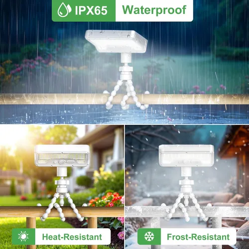 Vista 6 de Tryme 92 luces LED solares al aire libre impermeables con sensor de movimiento, soporte de pulpo, ángulo ajustable, lente difusora óptica, 3 modos