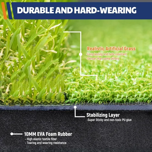 Vista 2 de JAYA Alfombrilla de golf con base de goma pesada, alfombrilla de práctica de golf plegable para entrenamiento en interiores y exteriores, calles