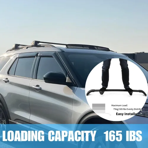 Vista 5 de Barras transversales negras para Ford Explorer 2020-2024 2025 XLT, Limited, ST Accesorios Bolsa de transporte de carga, equipaje, kayak, canoa