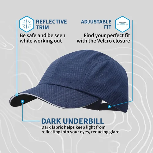 Vista 5 de TrailHeads Gorra deportiva de malla ligera y de secado rápido para mujer, con ribete reflectante