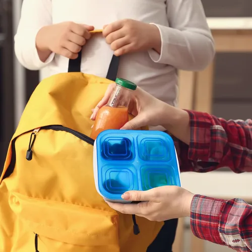 Vista 6 de Ruisita Caja Bento de 10 piezas con 4 compartimentos, reutilizable, contenedor de almacenamiento de alimentos divididos con tapas, control