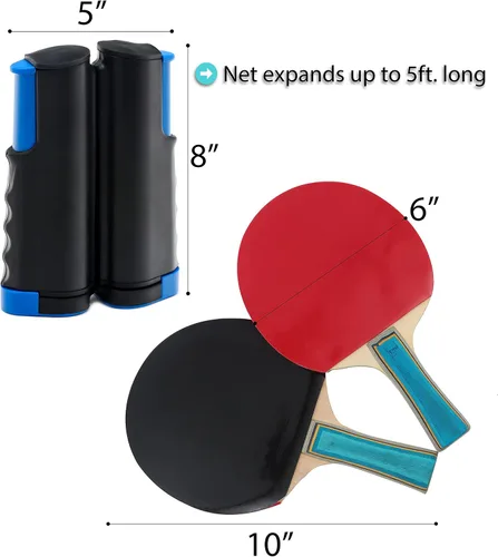 Vista 3 de Trademark Innovations juego portátil para tenis de mesa con paletas y pelotas