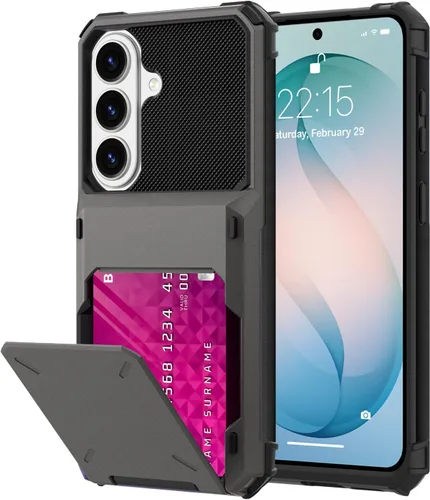 Vista 60 de Funda tipo cartera para Samsung Galaxy S22 con ranura para 2 tarjetas de crédito Funda a prueba de golpes Hybrid Heavy Duty Protection Armor Funda