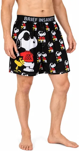Vista 4 de BRIEF INSANITY Snoopy - Pantalones cortos de pijama para mujeres y hombres, pantalones cortos de pijama unisex con estampado de cacahuetes Joe Cool