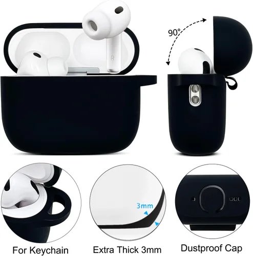 Vista 5 de KOUJAON Funda compatible con AirPods Pro 3 2025 con kit limpiador de llavero brillante, funda de silicona para auriculares inalámbricos AirPods Pro