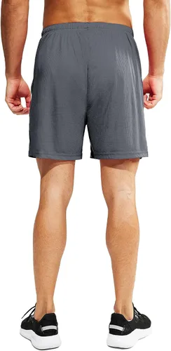 Vista 5 de MIER Pantalones cortos deportivos para hombre, para correr, gimnasio, entrenamiento, 5 pulgadas, de secado rápido, pantalones cortos ligeros