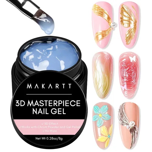 Vista 11 de Makartt Juego de Esmalte de Uñas en Gel Cromado: Esmalte de Uñas en Gel Metálico, Pintura Metálica 3D en Plata y Oro para Arte en Uñas, Secado