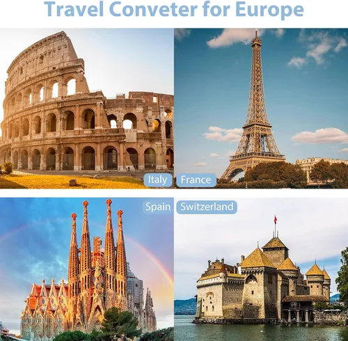 Vista 5 de ANTPO - Convertidor de voltaje de 220 V a 110 V de EE. UU. a Europa con 2 puertos USB, 2 USB C PD 20 W, 2 salidas de CA convertidor de viaje