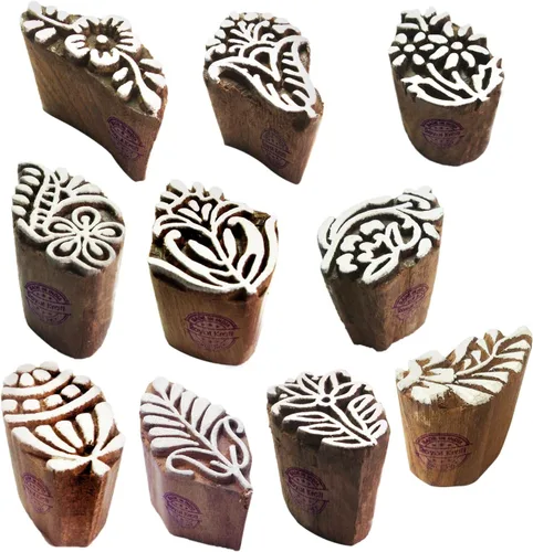 Vista 18 de Sellos de impresión de arcilla Arty Crafty pequeños bloques de madera con forma floral (juego de 10) Htag2101