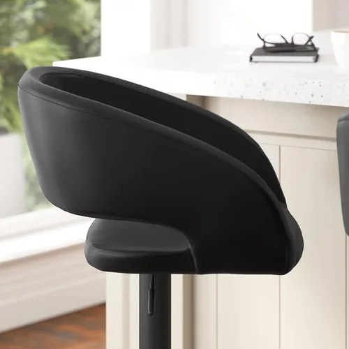 Vista 8 de Taylor & Logan Jenna Taburete giratorio ajustable 360 con base negra en vinilo negro