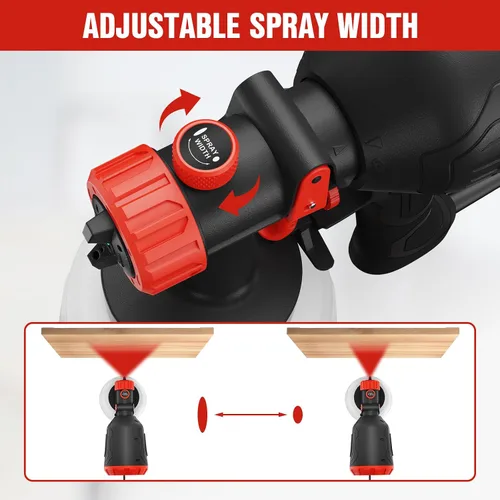 Vista 4 de EWORK Pulverizador de pintura de 1000 W HVLP pistola de pintura eléctrica, 180 Din/s, sin adelgazamiento, capacidad de 47.3 fl oz, 4 boquillas y 3