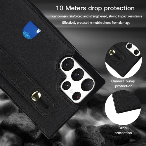 Vista 2 de CCSmall Funda para Samsung Galaxy S22 Ultra Crossbody con tarjetero KB Negro