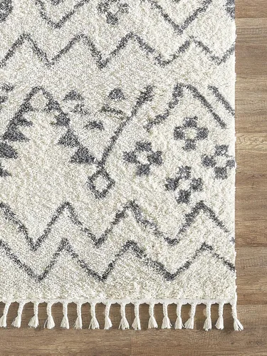 Vista 4 de Abani Willow Collection - Alfombra geométrica bohemia, rectangular, color marfil y gris, 4 x 6 pies, estilo tribal