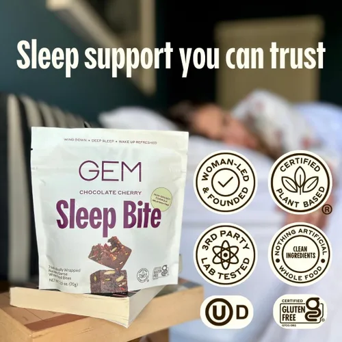 Vista 4 de GEM Ayuda para Dormir, Mordedura Nocturna, Paquete de 7, Sin Melatonina, L-Teanina, Magnesio, Extracto de Raíz de Valeriana Vegano y Sin Gluten