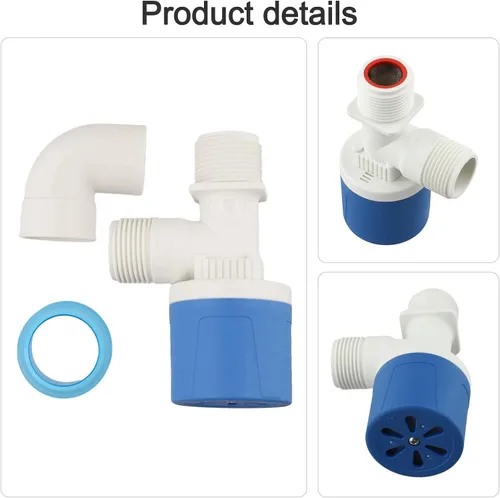 Vista 3 de Válvula de flotador con control automático de nivel de agua para un funcionamiento confiable en tanques de agua e hidroponía, construcción (B)