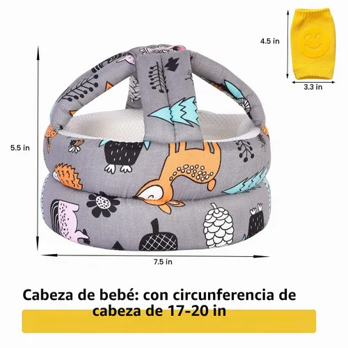 Vista 4 de Casco ajustable para bebé, ligero y suave, con 3 pares de rodilleras para gatear y 3 pares de calcetines de bebé, ideal para el bebé que aprende a