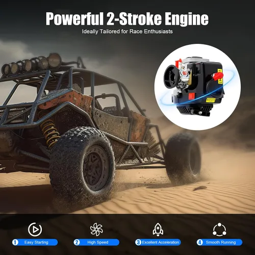 Vista 3 de Motor Rovan de 2 tiempos de 30.5 CC, 4 pernos fácil de arrancar, mango de retroceso, motor de refrigeración por aire forzado, compatible con HPI