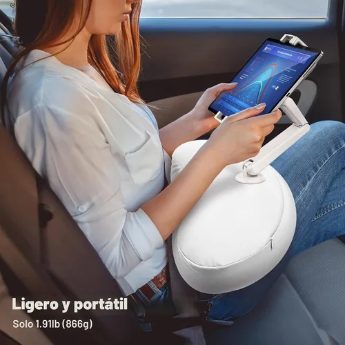 Vista 8 de AboveTEK Soporte de almohada para tableta para cama, manos libres ajustable para iPad de lectura de regazo con puf suave, regalo ideal para mamá, se
