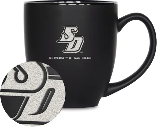 Vista 318 de Rico Industries - Taza de cerámica mate negra con grabado láser estándar de 15oz para NCAA (escuelas T & U) - Para bebidas calientes o frías
