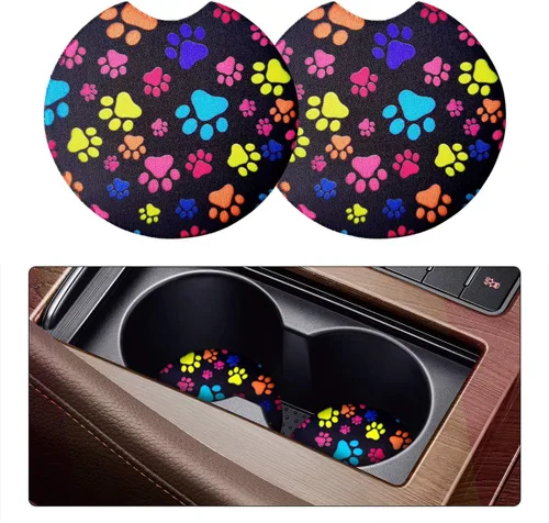Vista 25 de Posavasos absorbentes para automóvil para bebidas, paquete de 2 bonitos portavasos para mujeres con agarre en la punta de los dedos, accesorios