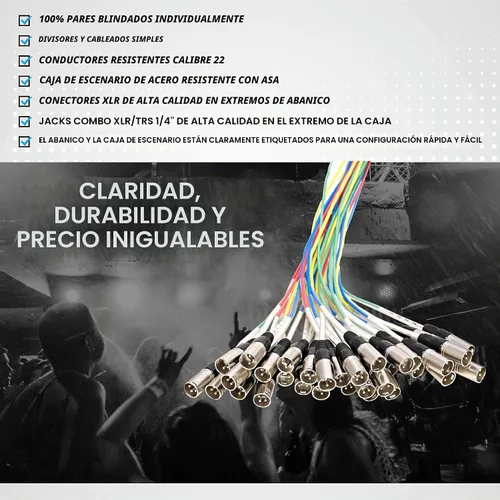 Vista 6 de Seismic Audio SARMSS-32x530 - Cable de serpiente, divisor combinado XLR TRS de 32 canales para montaje en bastidor, troncos XLR de 5 y 30 pies