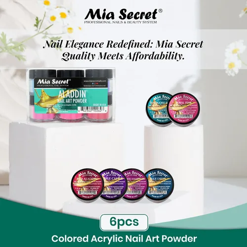 Vista 2 de Mia Secret - Colección de polvo acrílico para uñas, polímero Marry ME, 6 piezas